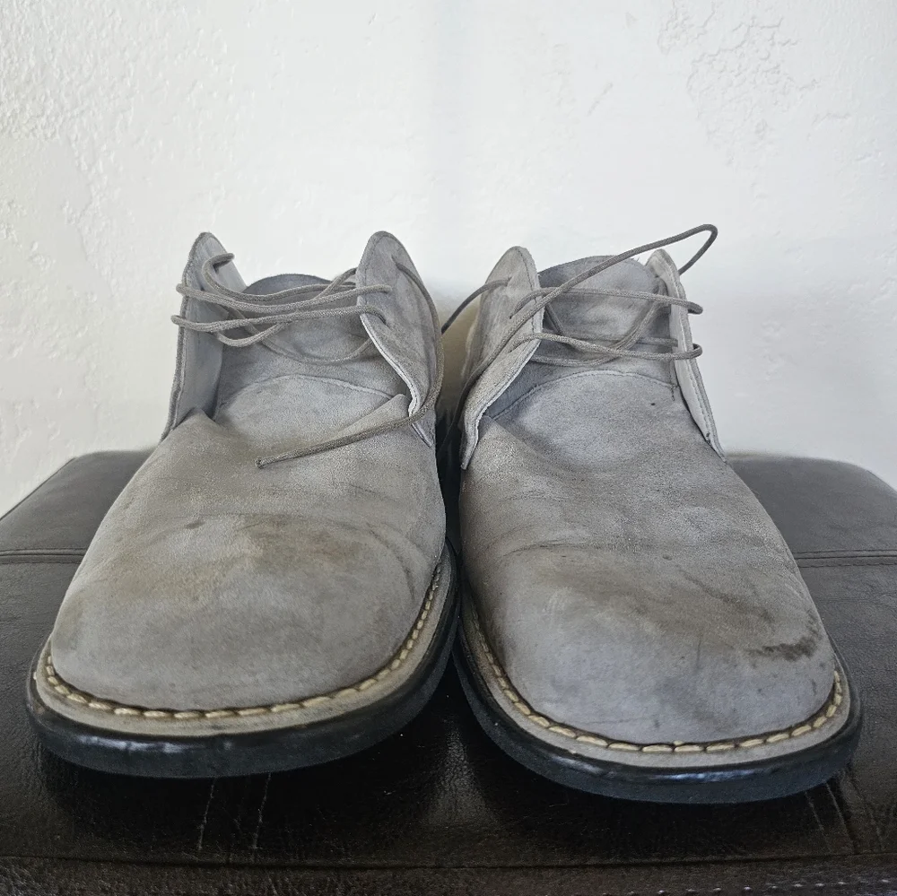 Hugo Boss Quiet Luxury‎ Old Money Square Toe Gray Suede Dress Shoes Sz 9.5